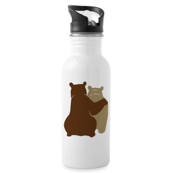 Bärenpaar - Bear Couple - Trinkflasche mit integriertem Trinkhalm - Weiß - Rechts