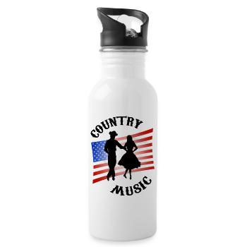 Country-Musik - Trinkflasche mit integriertem Trinkhalm - Weiß - Rechts