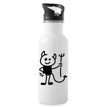 Kleiner Teufel - Line - Trinkflasche mit integriertem Trinkhalm - Weiß - Rechts