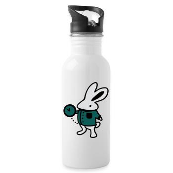 Lapin + Horloge - Gourde avec paille intégrée - blanc - Droite