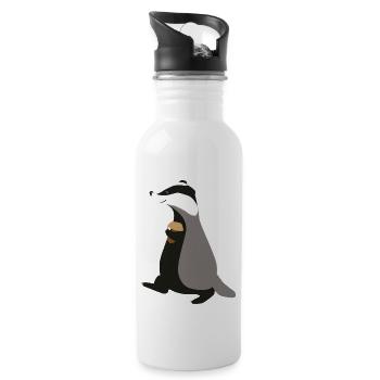 Dachs - Trinkflasche mit integriertem Trinkhalm - Weiß - Rechts