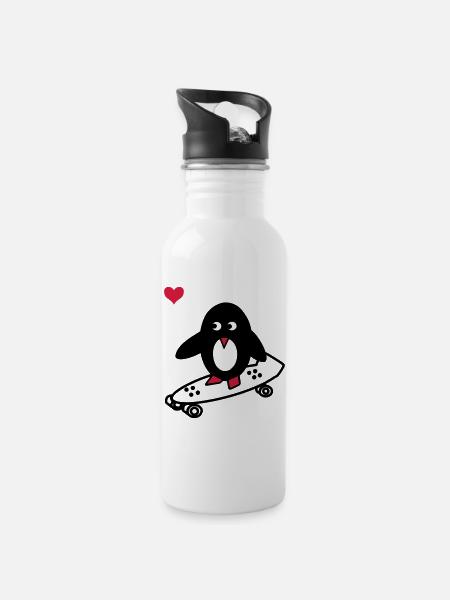 SKATERPENGUIN - Water bottle with straw - white