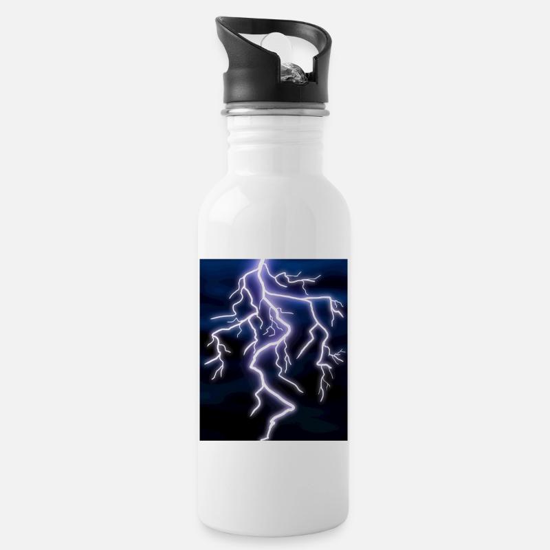Blitz - Trinkflasche mit integriertem Trinkhalm - Weiß