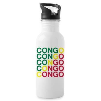 CONGO Flagge Kongo - Trinkflasche mit integriertem Trinkhalm - Weiß - Rechts
