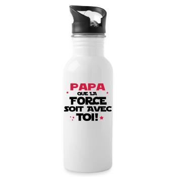 LA FORCE EST AVEC PAPA - Gourde avec paille intégrée - blanc - Droite