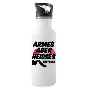 Heisses Würstchen Fleisch Grillen Geschenk Sprüche - Trinkflasche mit integriertem Trinkhalm - Weiß - Rechts