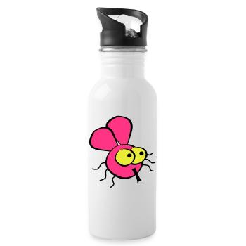 Fliege - Trinkflasche mit integriertem Trinkhalm - Weiß - Rechts