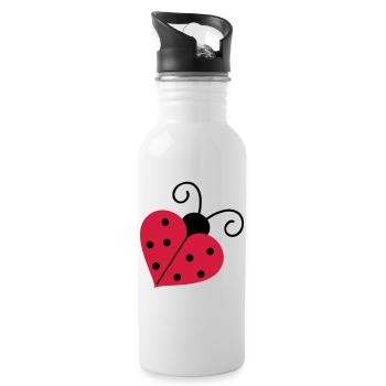 Marienkäfer Herz - Trinkflasche mit integriertem Trinkhalm - Weiß - Rechts