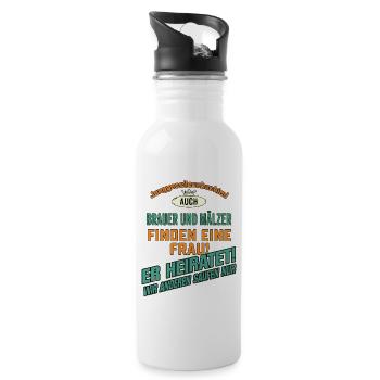 JGA Team - Brauer und Mälzer - petrol strong - Trinkflasche mit integriertem Trinkhalm - Weiß - Rechts