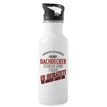 JGA Team - Dachdecker - US clean Style red grey - - Trinkflasche mit integriertem Trinkhalm - Weiß - Rechts