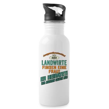 JGA Team - Landwirt - petrol strong orange - - Trinkflasche mit integriertem Trinkhalm - Weiß - Rechts