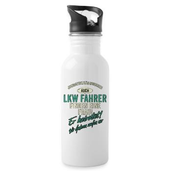 JGA Team - LKW Fahrer - Version Auch - petrol - - Trinkflasche mit integriertem Trinkhalm - Weiß - Rechts