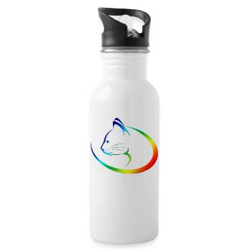 Katze - Trinkflasche mit integriertem Trinkhalm - Weiß - Rechts