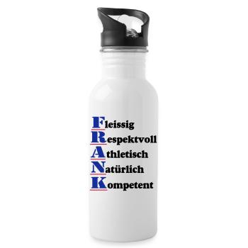 Frank , Vorname,Namensschild,Name,Fun Shirt (25) - Trinkflasche mit integriertem Trinkhalm - Weiß - Rechts