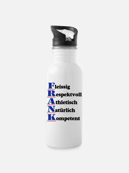 Frank , Vorname,Namensschild,Name,Fun Shirt (25) - Trinkflasche mit integriertem Trinkhalm - Weiß