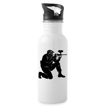 Paintball - Trinkflasche mit integriertem Trinkhalm - Weiß - Rechts