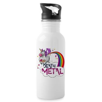 Unicorn Death Metal Rainbow - Water bottle with straw - white - Right