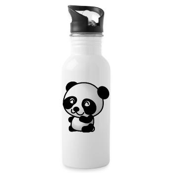 Cute Panda - Water bottle with straw - white - Right