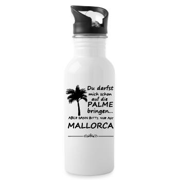 Palme auf Mallorca Urlaub Spruch Geschenk - Trinkflasche mit integriertem Trinkhalm - Weiß - Rechts