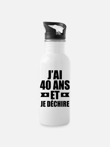 j'ai 40 ans et je déchire - Gourde avec paille intégrée - blanc