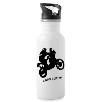 Motorrad - Leider geil - Trinkflasche mit integriertem Trinkhalm - Weiß - Rechts