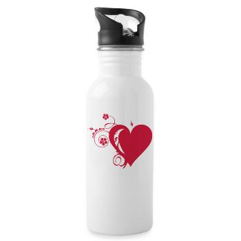 floral heart whole.3 small frills - Water bottle with straw - white - Right