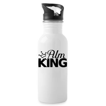 Alm King Alpenverein Almen Österreich Apres Ski - Trinkflasche mit integriertem Trinkhalm - Weiß - Rechts