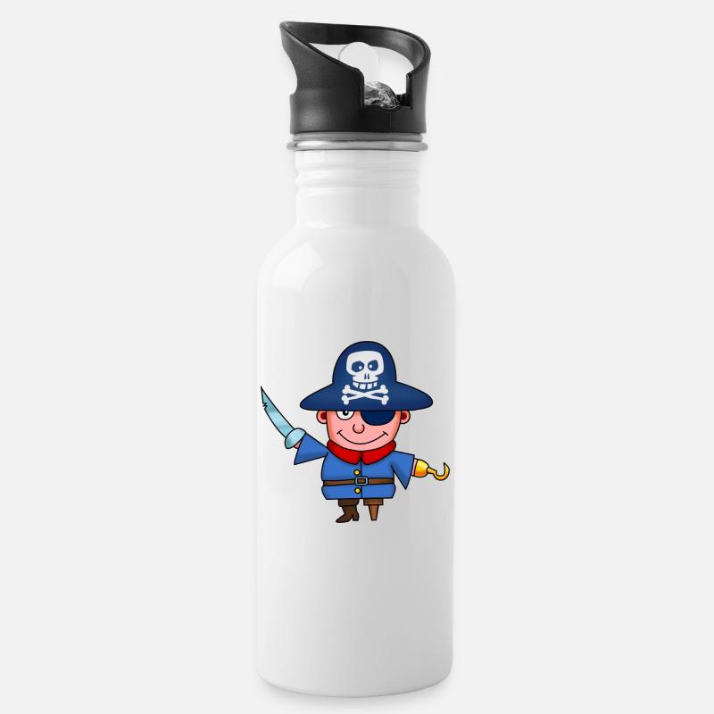 Pirate Captain - Gourde avec paille intégrée - blanc