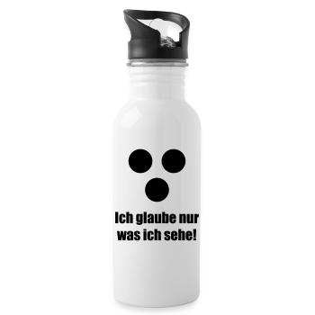 Ich glaube nur was ich sehe - Trinkflasche mit integriertem Trinkhalm - Weiß - Rechts