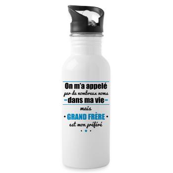 Appelé mais grand frère , cadeau grand frere - Gourde avec paille intégrée - blanc - Droite