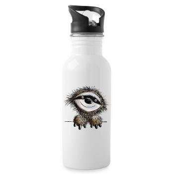 Pfiffiges Faultier - Faultiere - Comic - Fun - Trinkflasche mit integriertem Trinkhalm - Weiß - Rechts