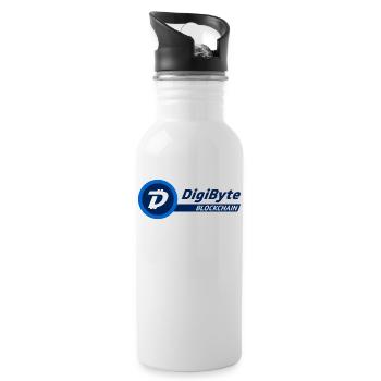 DigiByte Logo mit Text (DGB) - Trinkflasche mit integriertem Trinkhalm - Weiß - Rechts