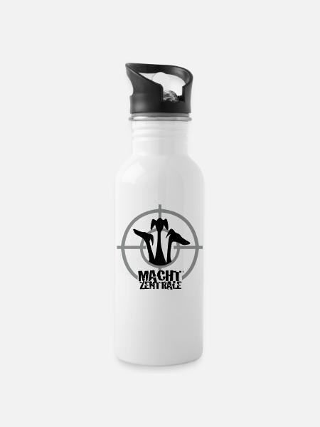 Machtzentrale - Trinkflasche mit integriertem Trinkhalm - Weiß