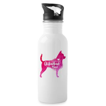 Liebende Chihuahua Mama - Trinkflasche mit integriertem Trinkhalm - Weiß - Rechts