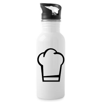 koch_muetze_silhouette_f1 - Water bottle with straw - white - Right