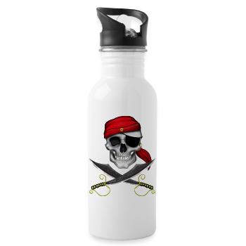 Crâne de pirate - Gourde avec paille intégrée - blanc - Droite