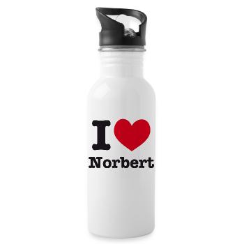 ich liebe norbert - Trinkflasche mit integriertem Trinkhalm - Weiß - Rechts