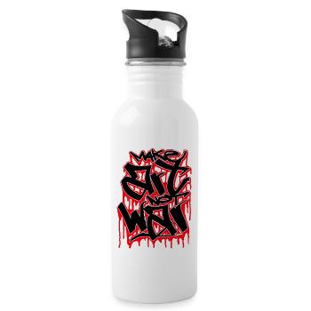 make art not war graffiti sprayer geschenk - Trinkflasche mit integriertem Trinkhalm - Weiß - Rechts