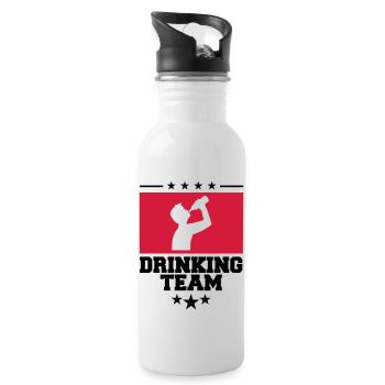 crest cool logo text alcohol beer sau - Water bottle with straw - white - Right