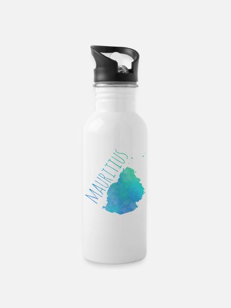 Mauritius - Trinkflasche mit integriertem Trinkhalm - Weiß