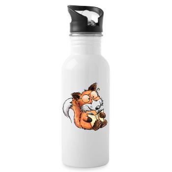 Sly Books Fox I Read I Comic Animals - Water bottle with straw - white - Right