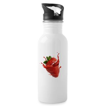 Strawberry with splash - Water bottle with straw - white - Right