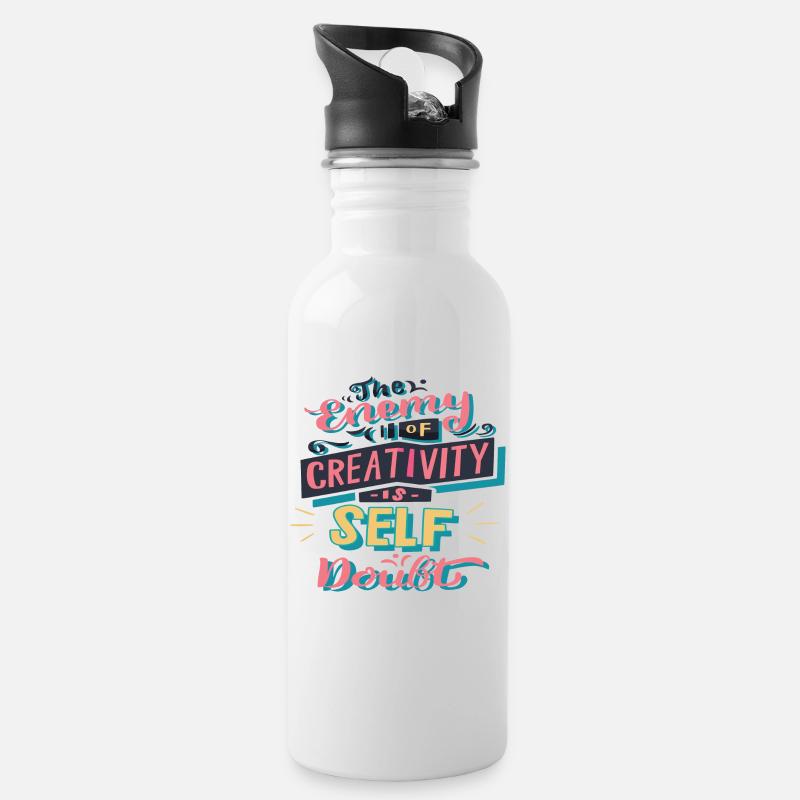 créativité - Gourde avec paille intégrée - blanc