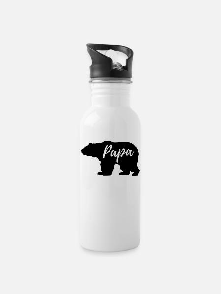 Papa ours - Gourde avec paille intégrée - blanc