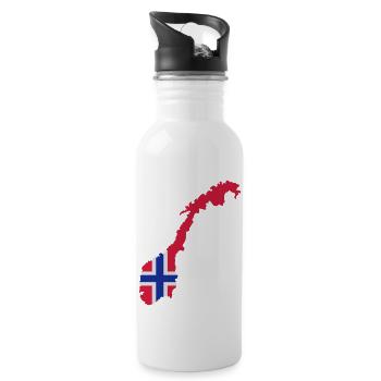 Norwegen - Trinkflasche mit integriertem Trinkhalm - Weiß - Rechts