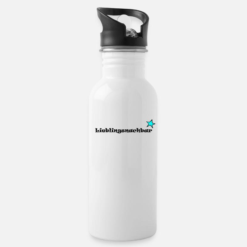 lieblings nachbar - Trinkflasche mit integriertem Trinkhalm - Weiß