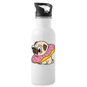 Drôle Cool Cute Dog Pug - Gourde avec paille intégrée - blanc - Droite