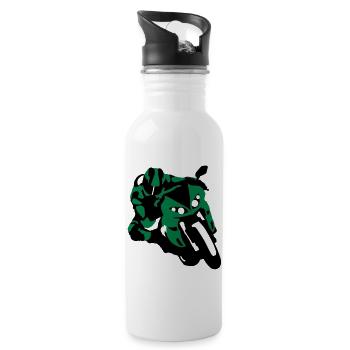 Motorrad - Trinkflasche mit integriertem Trinkhalm - Weiß - Rechts