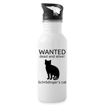 Schrödingers Katze - Trinkflasche mit integriertem Trinkhalm - Weiß - Rechts