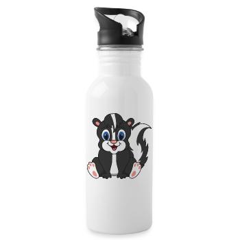 Stinktier - Trinkflasche mit integriertem Trinkhalm - Weiß - Rechts